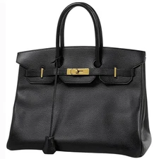 Hermes Birkin 35 Handbag Ardennes Black with Key and Lock #BS016