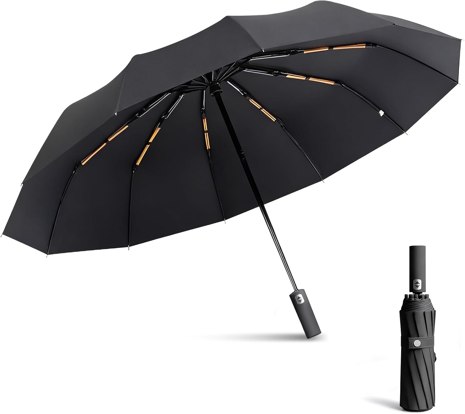 24K Sturdy Frame Windproof Umbrella Automatic Open Close Compact Travel Rain