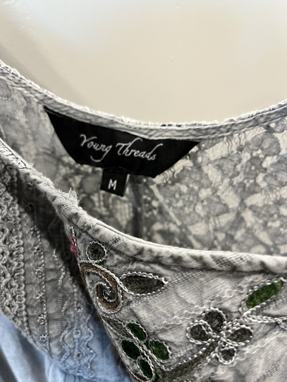 Young Threads Tiered Patchwork Gray Boho  hippie … - image 3