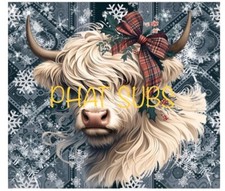 20oz Sublimation Tumbler Wrap Highland Christmas Cow Ready To Press Transfer