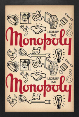 MONOPOLY 13x19 FRAME GELCOAT POSTER BOARD GAMES VINTAGE NEW FUN