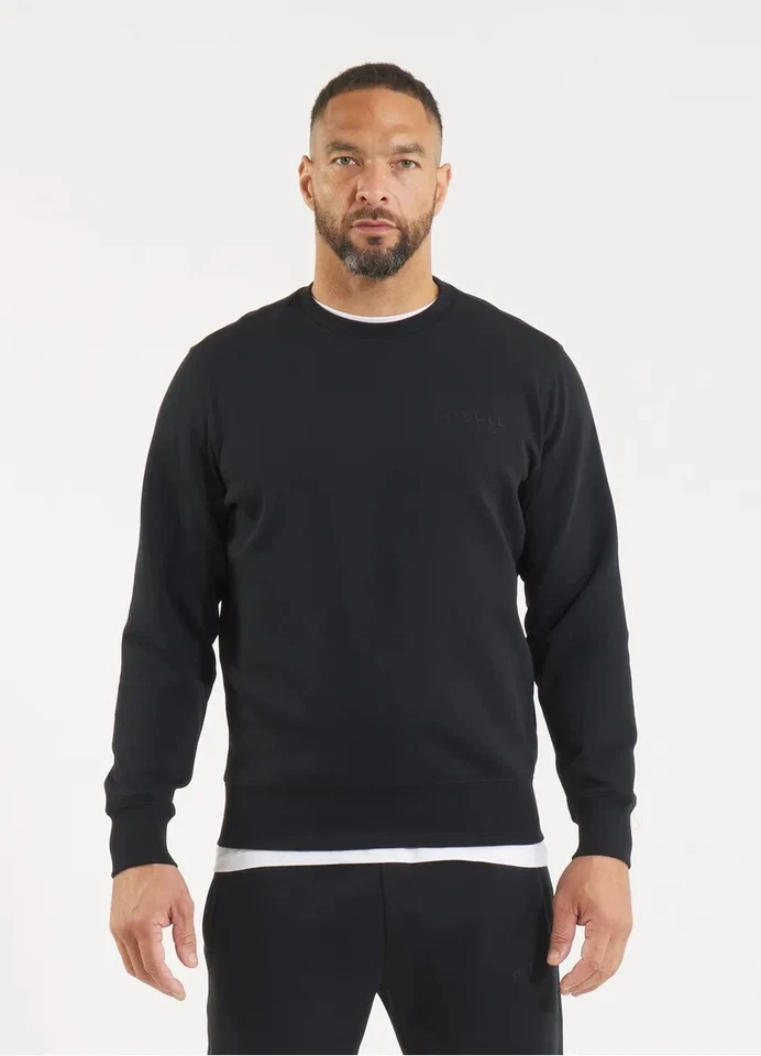 Sweat-shirt à col rond pour hommes PitBull SAMPSON en coton noir - Photo 3/4