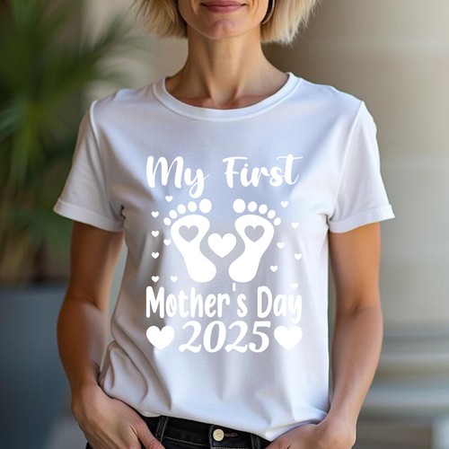 Womens Baby Feet My First Mothers Day T-Shirt Top Funny Mama Mom Cute Gift #MD - Picture 10 of 34