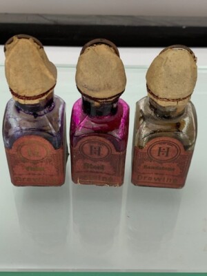 Rare Set of 3 L & C Hardtmuth Drawing Indelibel Ink bottles  Sealed Austria m321