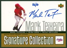 2002 Upper Deck Minor League MARK TEIXEIRA Gold Signature Collection Auto RC /10