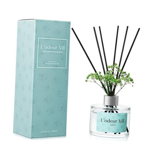 Reed Diffuser Set, 6.7 oz(200ml) Scented Diffuser with 6 Oil Diffuser Vanilla-image
