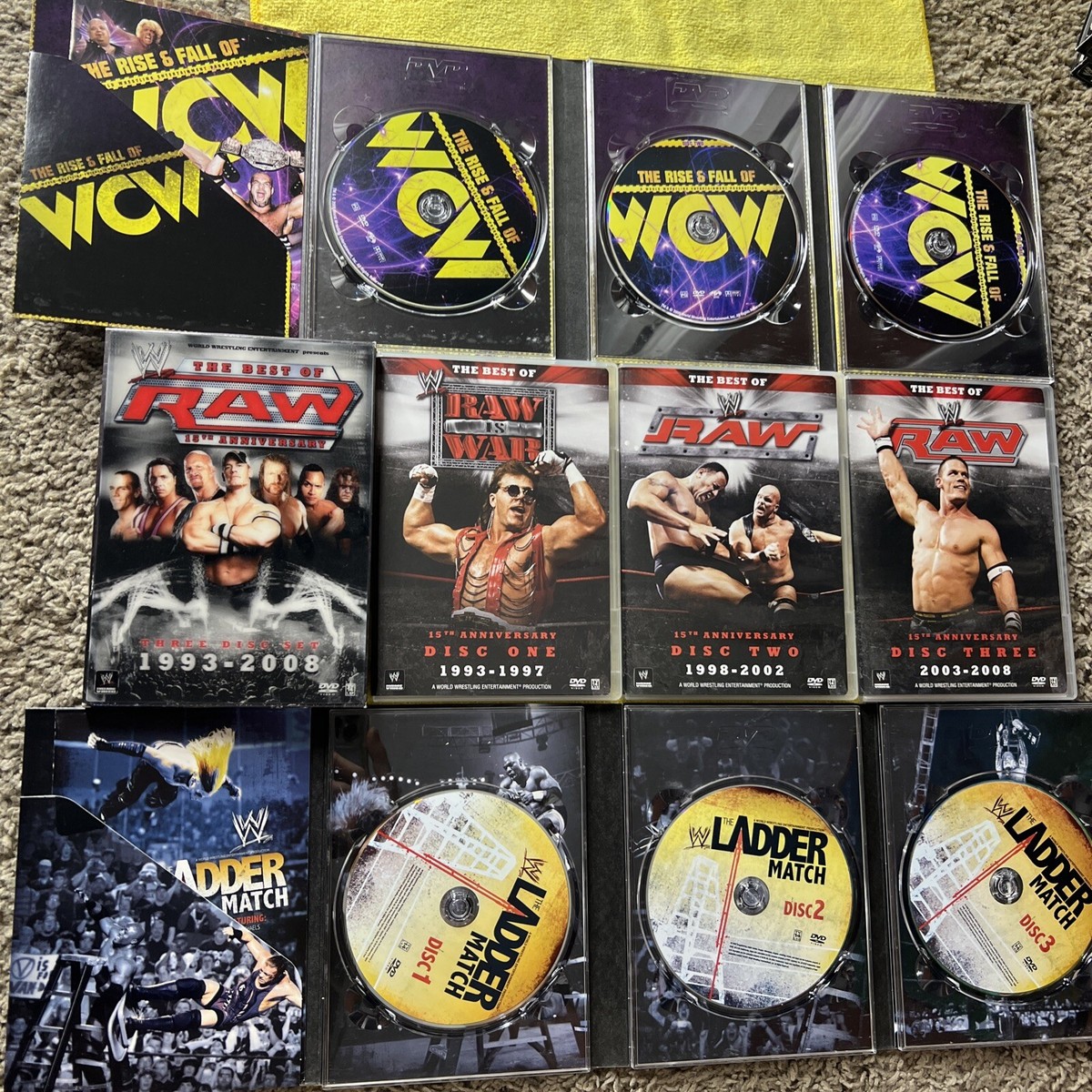 3 WWE Box Sets 9 Dvds MINT CONDITION LADDER MATCH Rise 3 WWE Box Sets 9 Dvds MINT CONDITION LADDER MATCH Rise