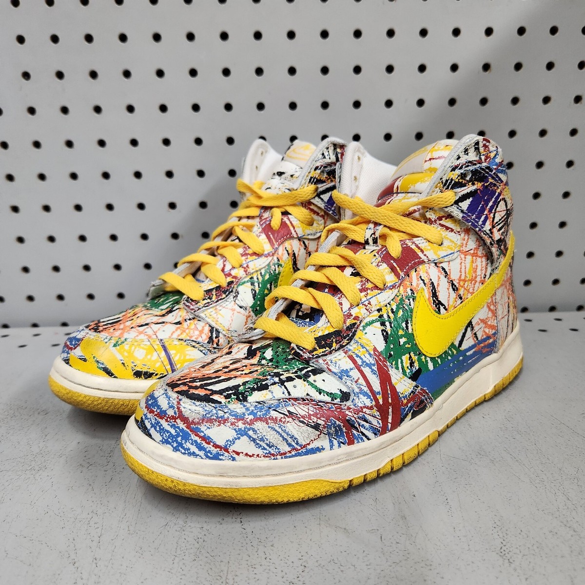 2014 NIKE DUNK HIGH GS SCRIBBLE SZ 7Y 728443 100 MULTICOLOR