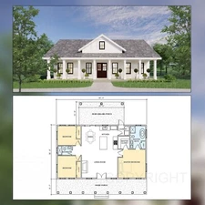 Custom House Design - Modern Ranch Farmhouse 1500 SF - Drawing Blueprint