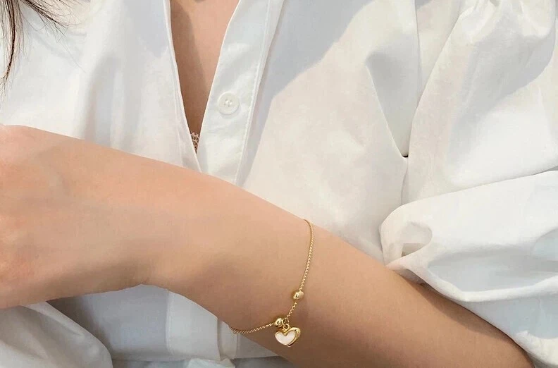 Herz Armband 925 Silber Verstellbar bis 20cm Gold Silber Quarz Damen Geschenkbox - Bild 2 von 4