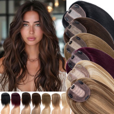 100 Remy Human Hair Women Topper Clip in Hairpieces Silk Top Toupee Middle Part
