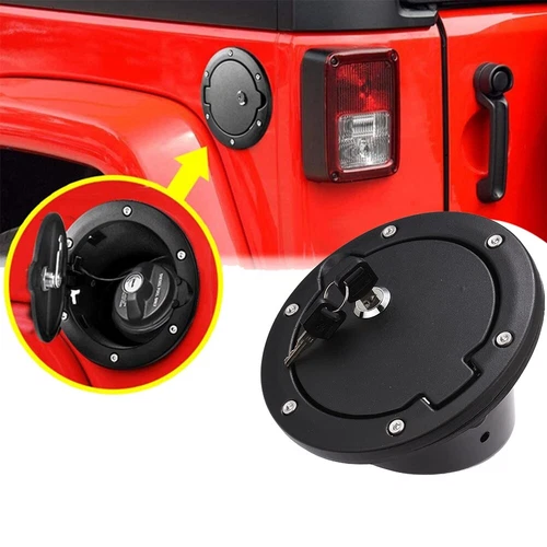 Locking Gas Tank Cap Fuel Filler Door Cover for Jeep Wrangler JK Unlimited 07-18 - Picture 1 of 12