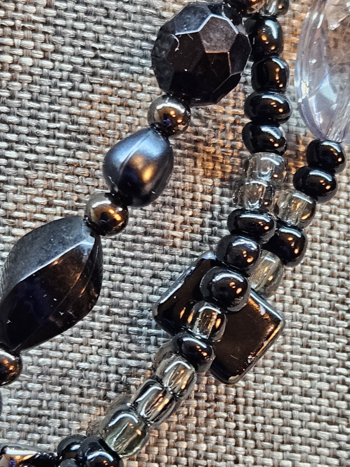 Multi Beaded Multi Strand Black Shell Beaded Blac… - image 3