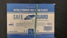 Safe Guard Blue Nitrile Gloves, XL, Medical Exam Grade Gloves 10 boxes per case
