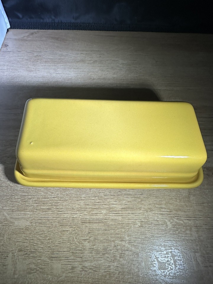 Emile Henry Yellow Ceramic Covered Butter Dish 39.72 Made In France 7 5