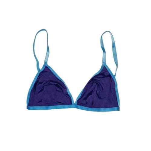 Victoria's Secret Medium Two-tone Blue Triangle Bralette Unlined Wire Free M - Afbeelding 1 van 5