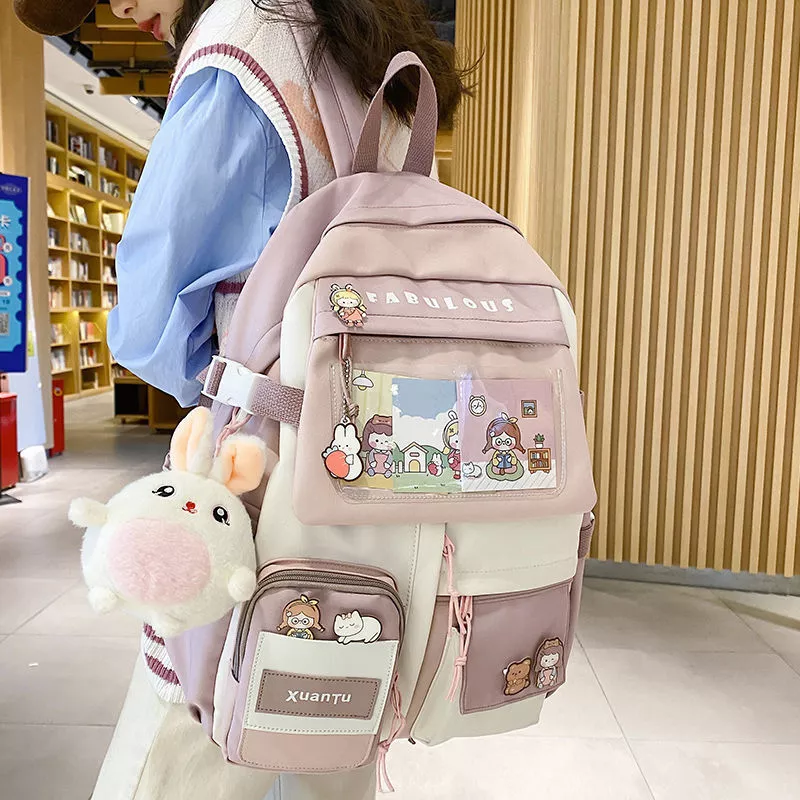 Female Kawaii College Backpack Women Nylon School Bag Girl Travel