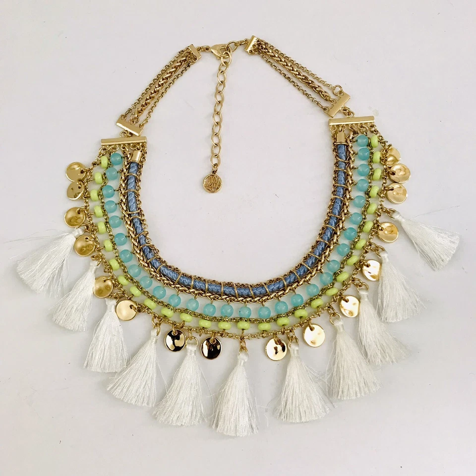 Ожерелье Lilly Pulitzer для серфинга моряков кисточки бисер нагрудник ошейник золотистый 16 дюймов б/у в отличном состоянии - Изображение 4 из 4