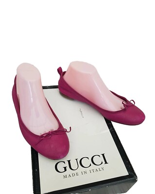 Gucci Authentic Damen Monogram Pink Pumps Flats Ballerinas Gr. Eur37 UK 4