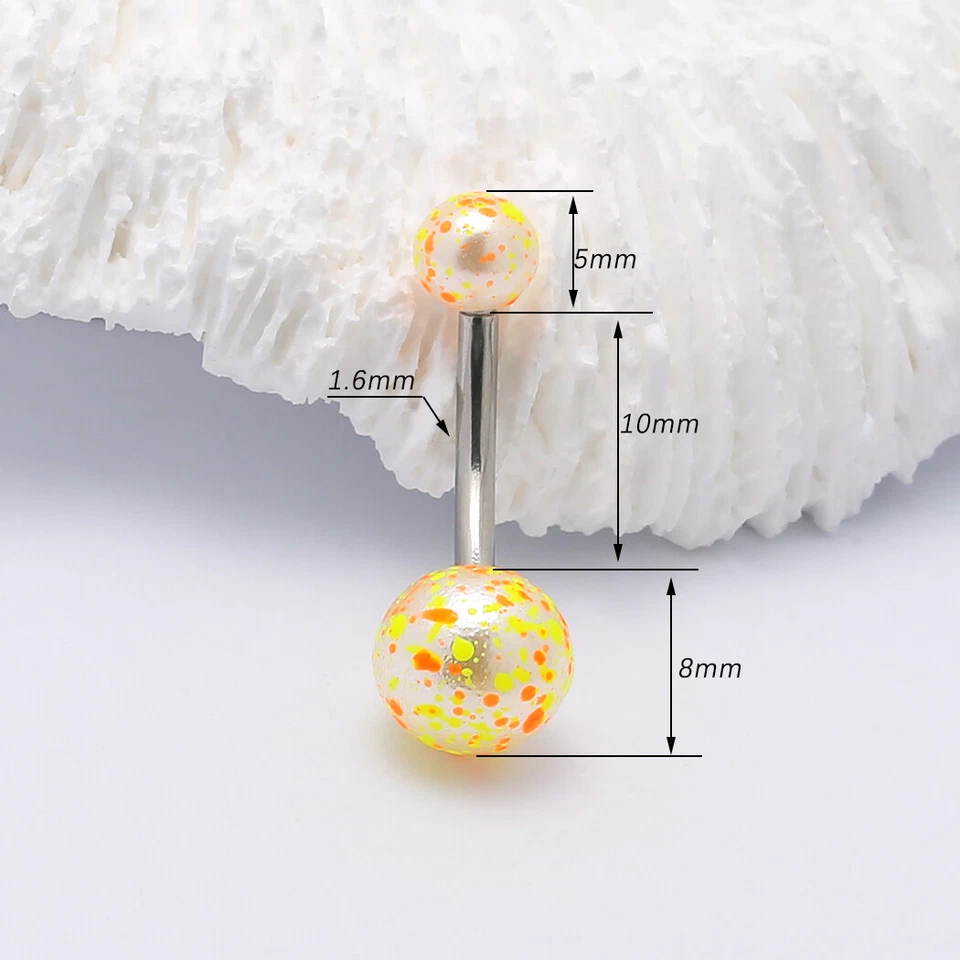 Anillos de perlas para ombligo de acero quirúrgico piercing en el ombligo 14G joyería Foto 2 de 4