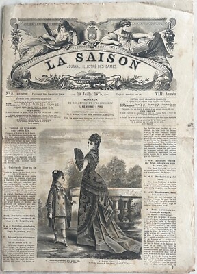 Les Modes de LA SAISON n° 8 du 10 Juillet 1875 Journal Illustré de la Famille