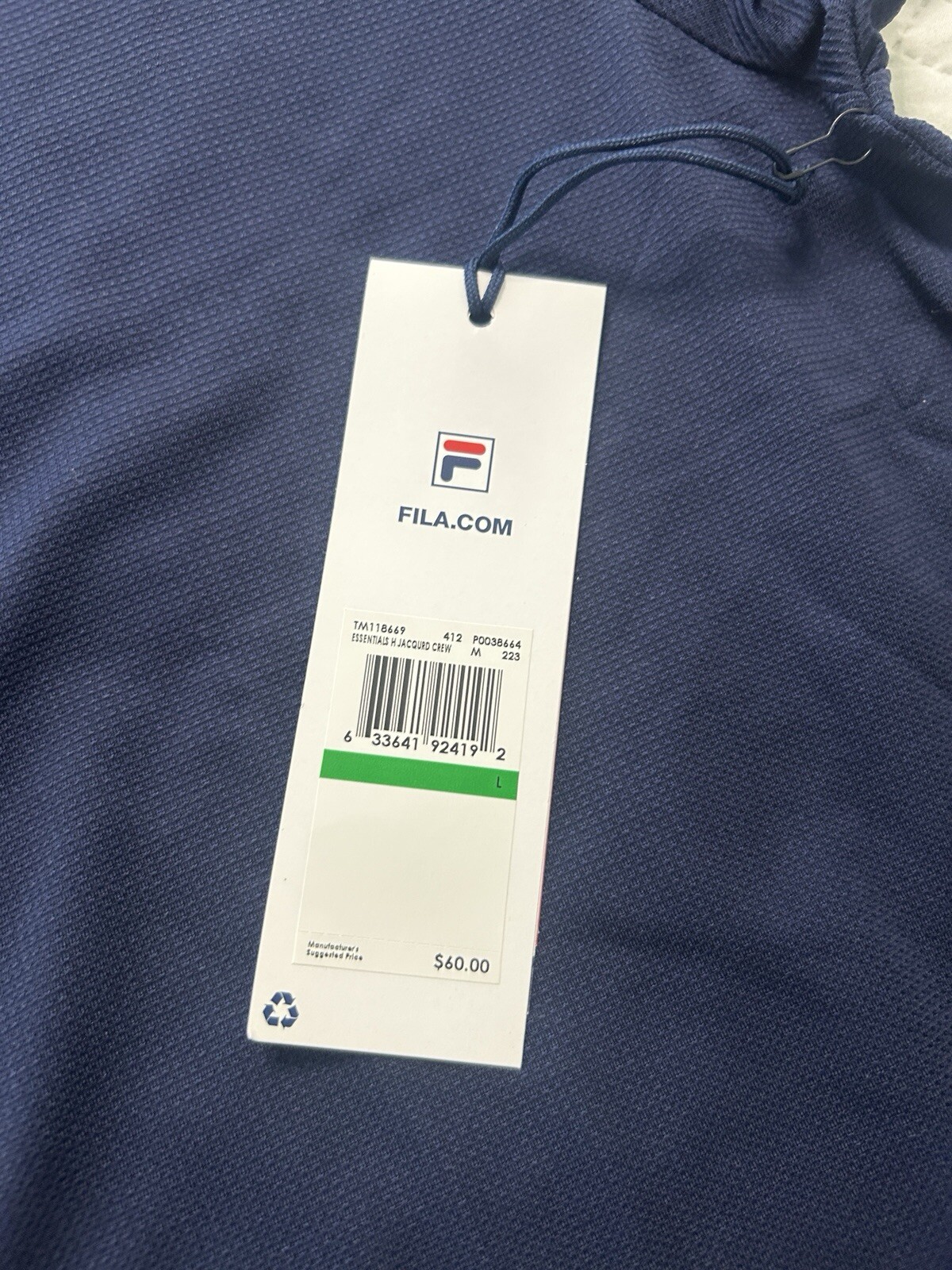 T shirt tennis Fila Essentials H Jacqurd Crew blu navy grande