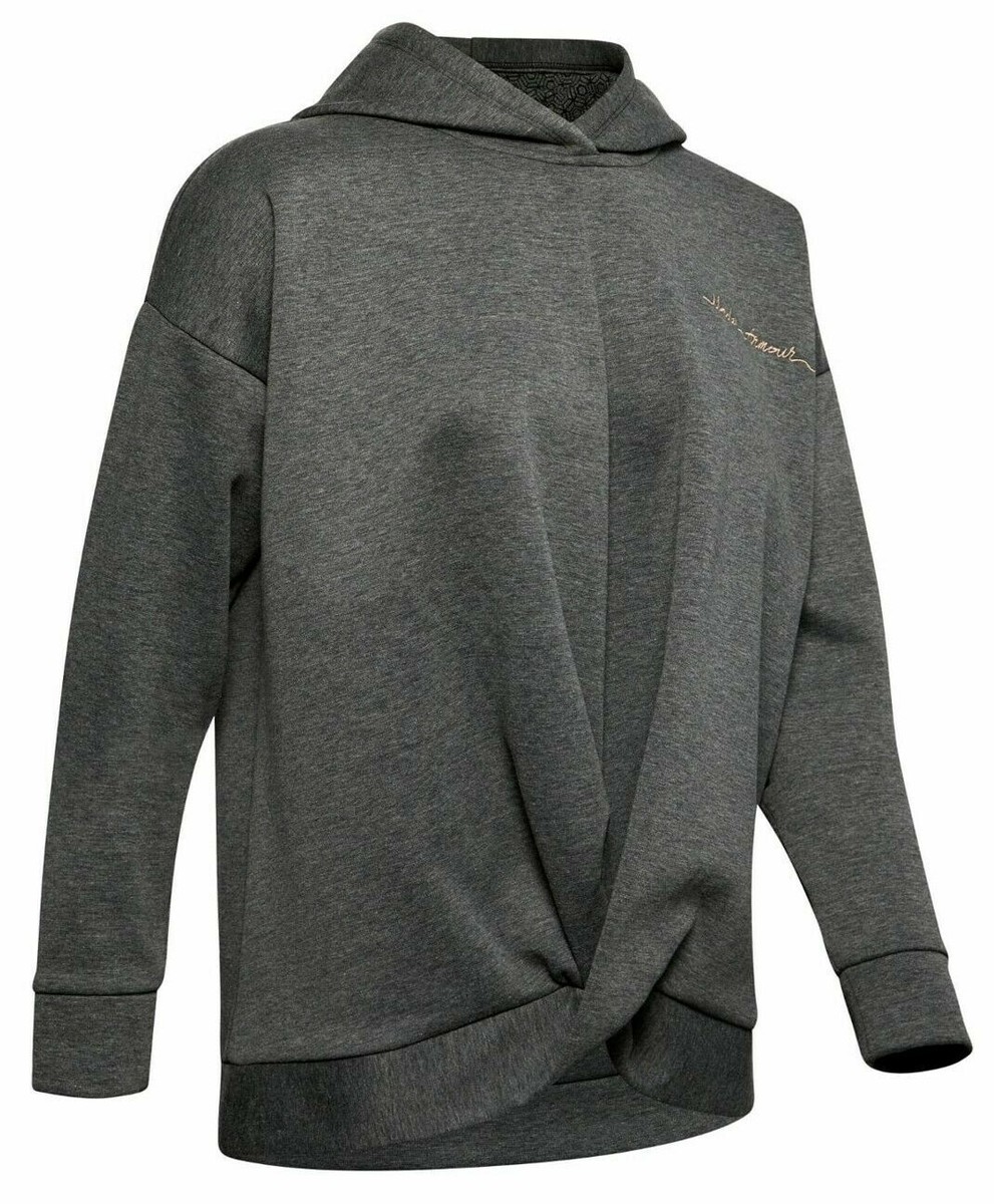 Under Armour Athlete RECOVERY Fleece Wrap Pullover Women Hoodie Gray 1344167