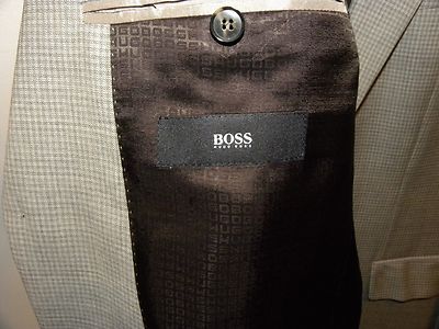 Hugo Boss Pasini1 Grey Checked Wool 2 Btn Sport Coat Blazer 38R