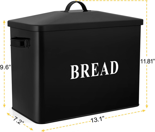 Extra Large Bread Box with Lid, Metal Bread Storage Container for Farmhouse Kitc - Picture 2 of 7