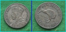 1934 NEW ZEALAND SILVER ONE FLORIN COIN KING GEORGE V kqc