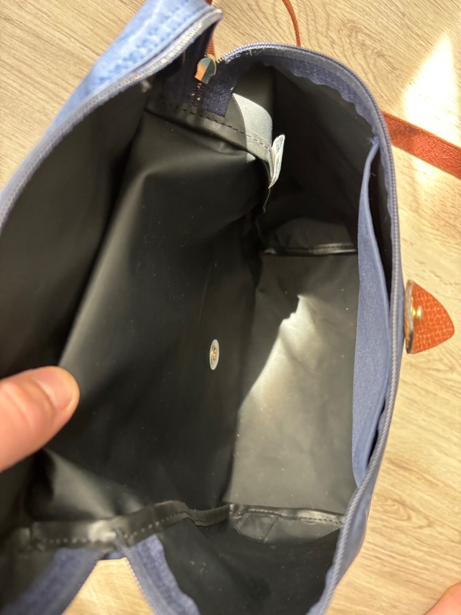 Longchamp Brown/Navy Blue Nylon Le Pliage Backpack USED | eBay display picture 1