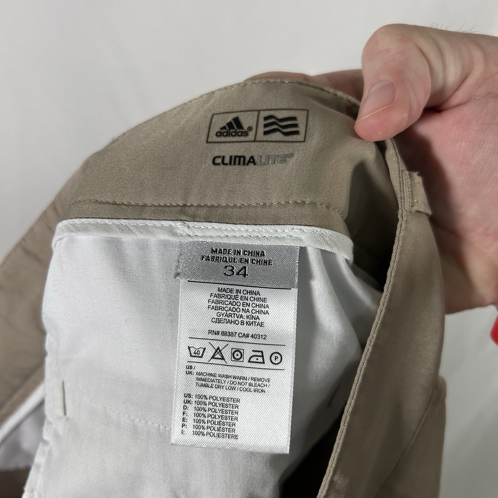 ADIDAS Golf Shorts Men's 34 Beige Climalite Polyester Chino Button Pockets thumbnail 7