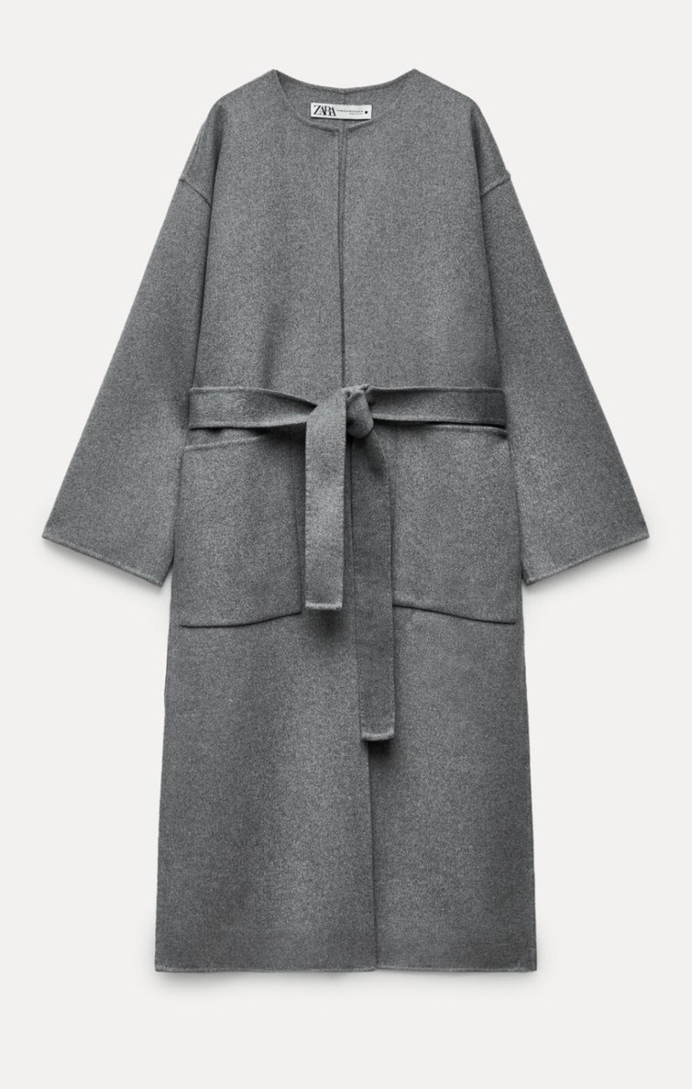 RRP $299 ZARA DOUBLE FACED BLEND COAT ZW COLLECTION GRAY,US