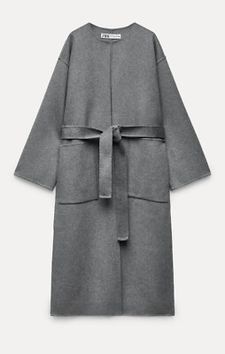 RRP $299 ZARA DOUBLE FACED BLEND COAT ZW COLLECTION GRAY,US