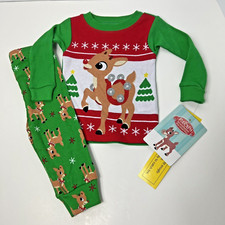 Rudolph Red Nosed Reindeer Christmas Pajama Set Sz 9 Month Baby Toddler Green