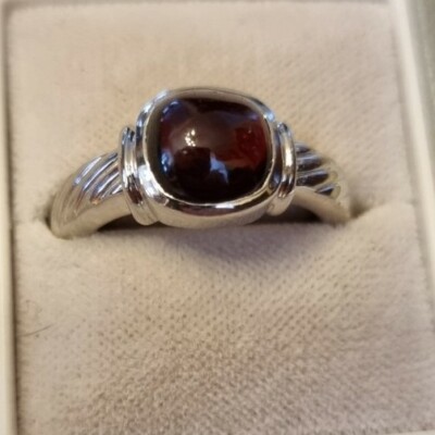 Harry Ivens Ring Garnet Cabochon Sterling Silver 63 Excellent