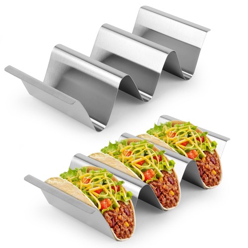 MengH-SHOP Support de Taco Acier Inoxydable Taco Holder Forme de Vague Outils Gadget de Cuisine pour Durs ou Mous de Shell Tacos Hot Dog 2 Pièces