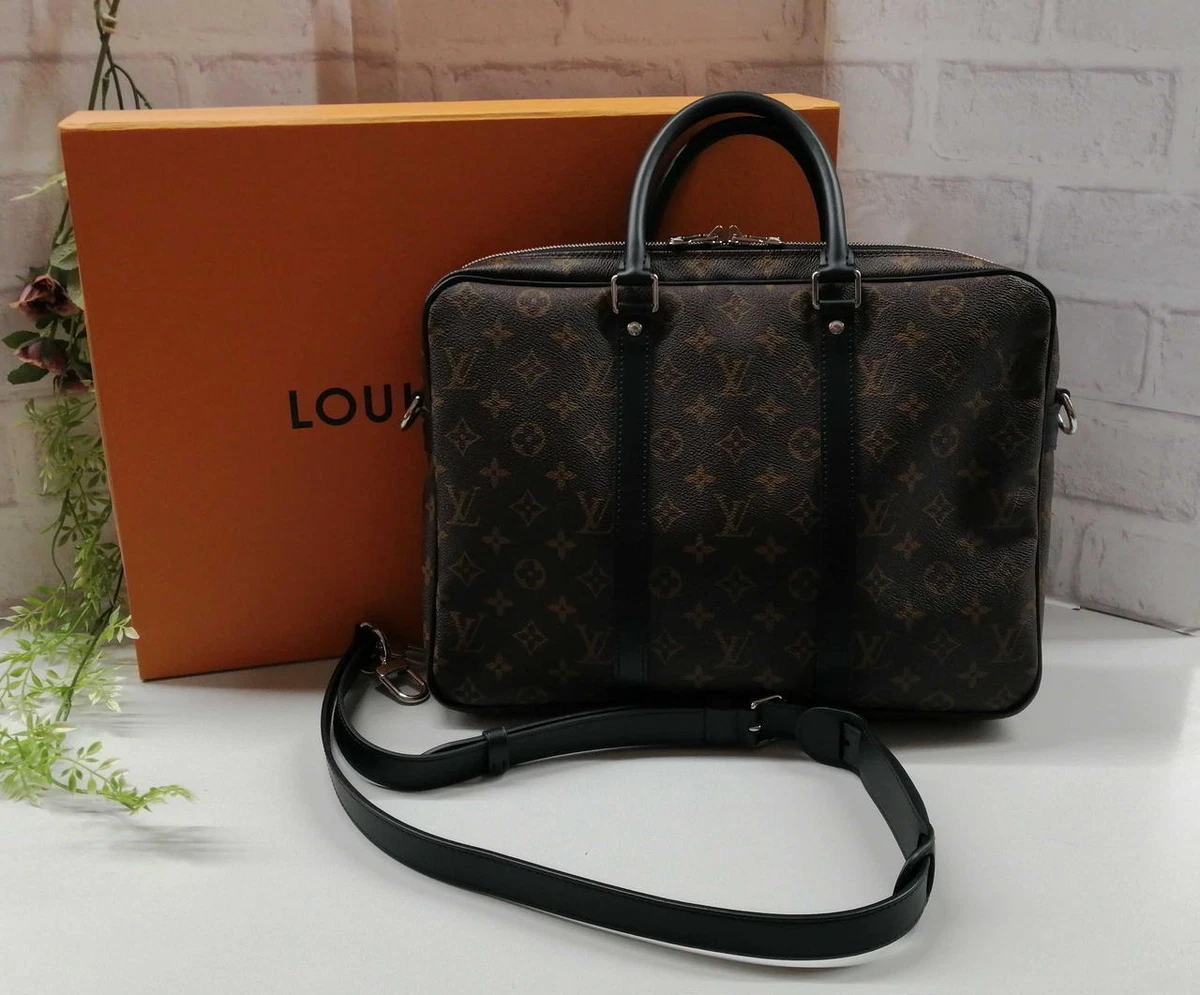 Louis Vuitton Porte-Documents Monogram Macassar Canvas M52005 Briefcase  Boxed