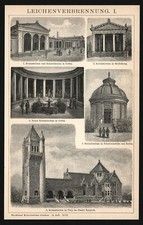 Druck 1896 - Krematorium Columbarium Gotha Grabkammer Bestattung Urne Beisetzung