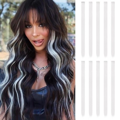 10 Stück Haarsträhnen zum Einklipsen | 55 cm Farbige Clip in Extensions | Lan...