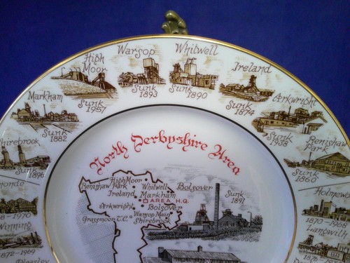 Edwardian China North Derbyshire Area Miners Cabinet Plate. - Picture 3 of 7