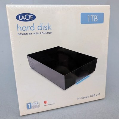 NEW LaCie Hard Disk 1TB Design by Neil Poulton USB 2.0. NEW OLD STOCK UNOPENED!!