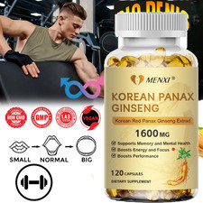 Korean Red Panax Ginseng 120 Capsules, 1600mg Extra Strength NON-GMO No Fillers