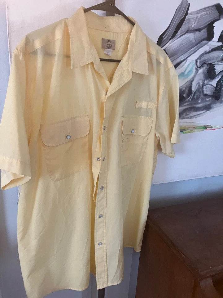 Haband Travelers men's yellow pearl snap short sleeve shirt large - Image 2 of 4