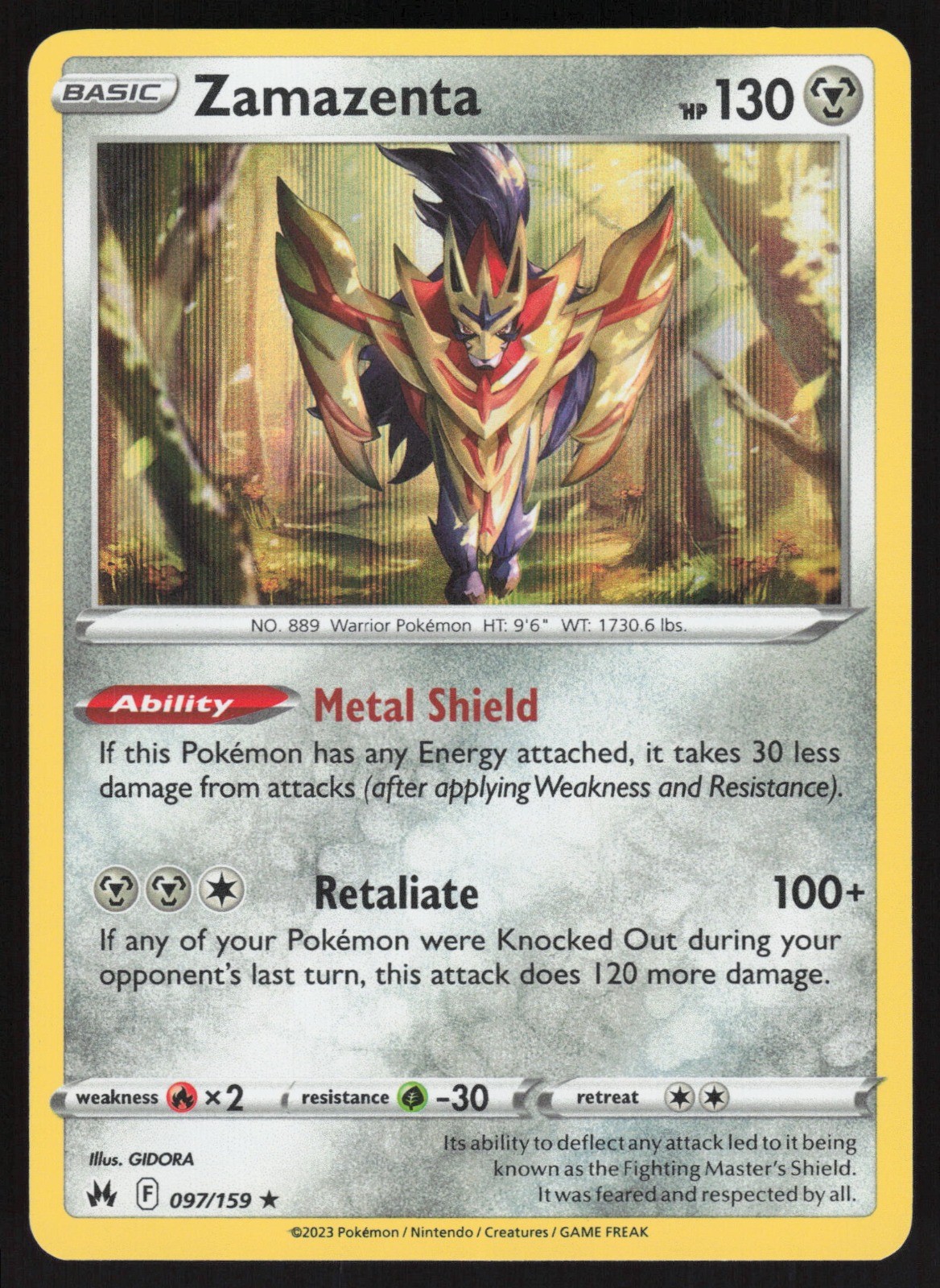 Zamazenta Holo 097/159 NM SWSH: Crown Zenith Pokemon Card