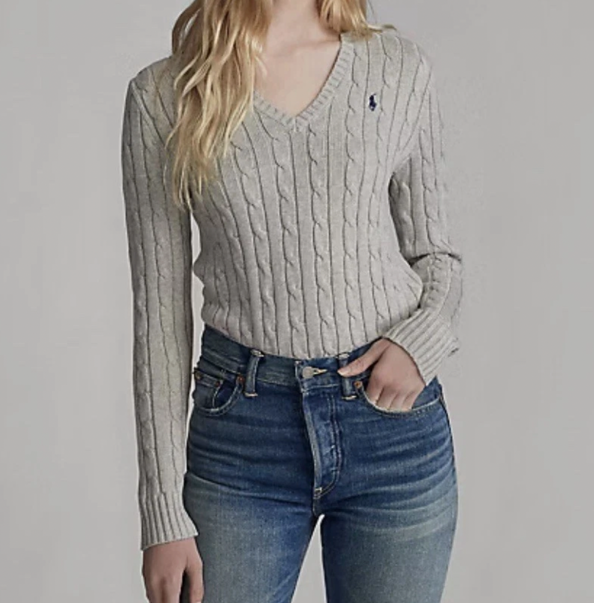 Polo Ralph Lauren Women's Cable Knit V-Neck Sweater Size M | eBay