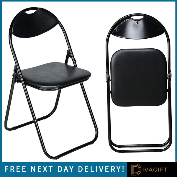 SILLA CUADRADA PLEGABLE NEGRA ASIENTO ACOLCHADO SUAVE PLEGABLE LIGERA HOGAR OFICINA NUEVA