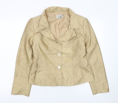 Oltre Anzugjacke Damen beige Seide einreihig UK 10