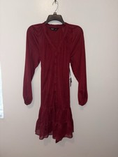 Simply Vera Wang Wine Metallic Belted Chiffon Dress NWT! S Small