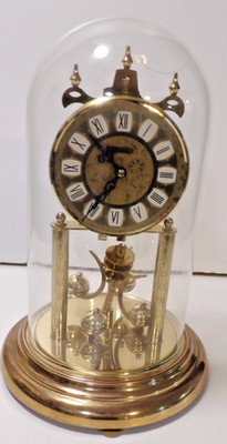 Vintage Elgin Germany S Haller Anniversary Glass Dome Clock - For Parts No Key